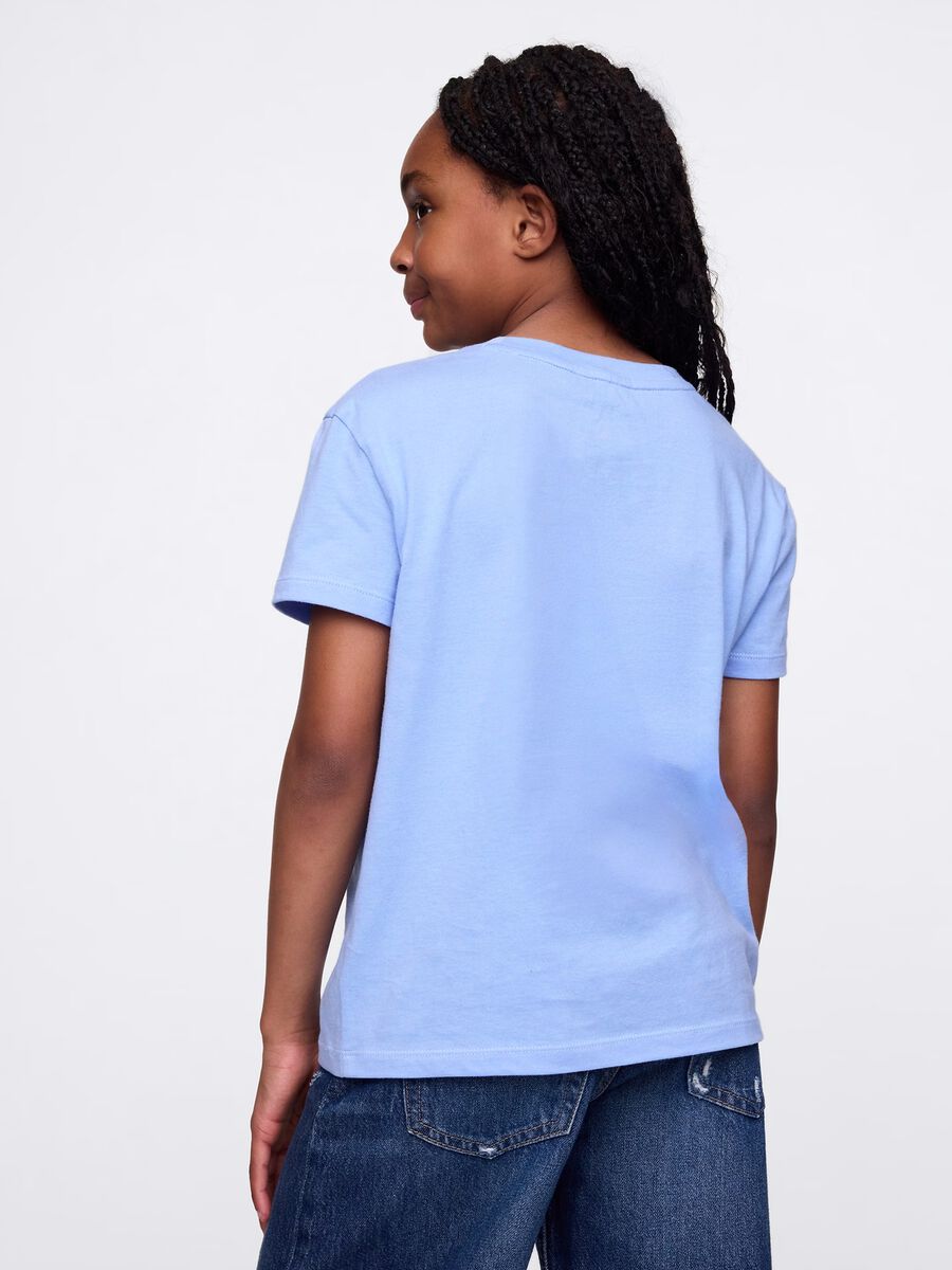 T-shirt a maniche corte in cotone azzurro Bambina_1