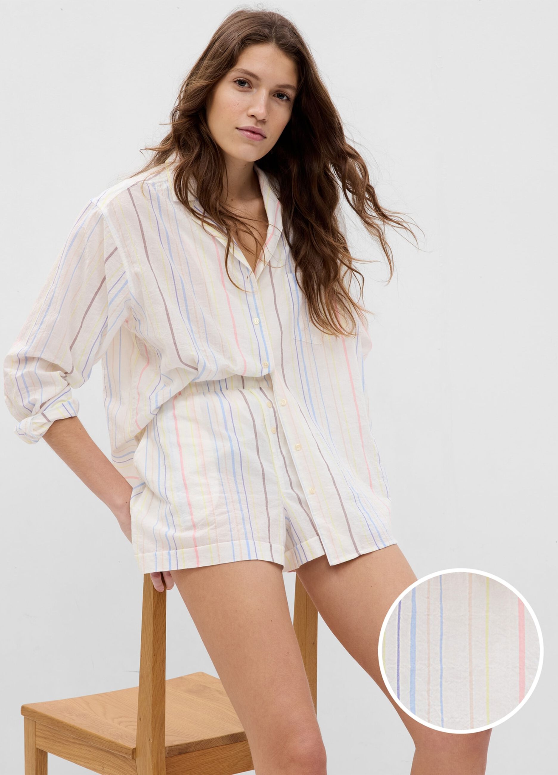 Multicoloured striped pyjama shorts