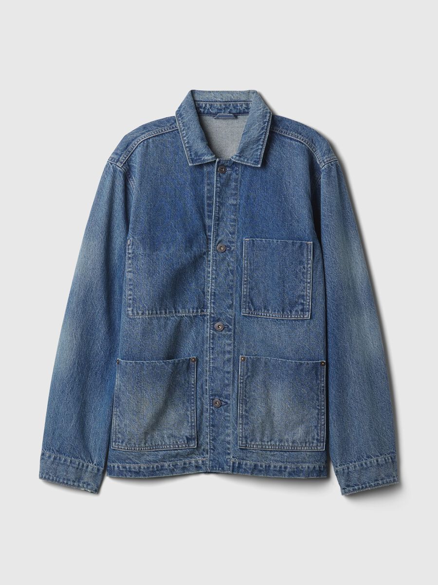 Short relaxed-fit jacket in denim Man_3