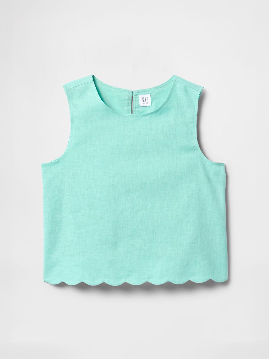 Completo verde acqua con top e pantaloncini a bordo a onde Bambina_3