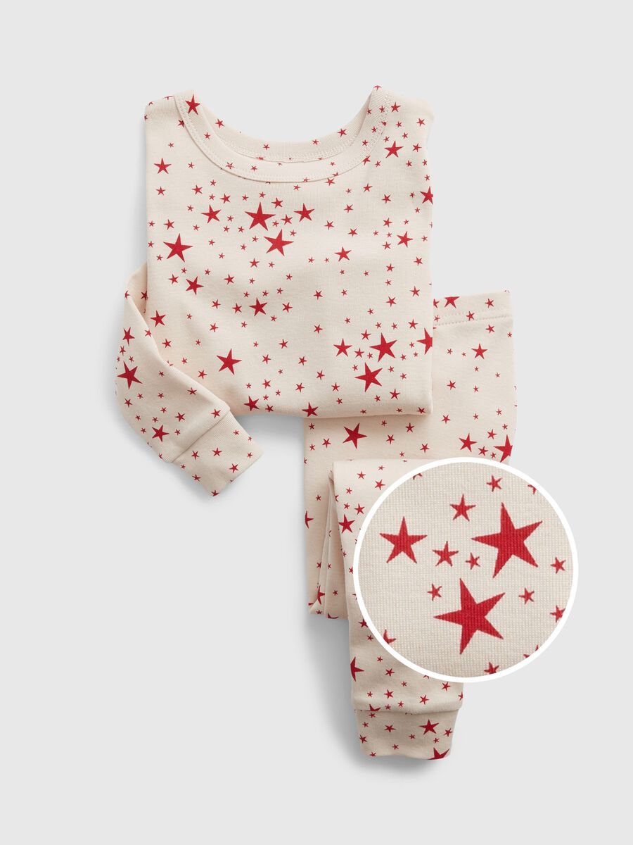 Long cotton pyjamas with stars print Newborn Boy_0