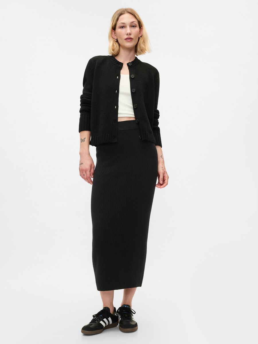 Cardigan girocollo con bottoni striati Donna_1