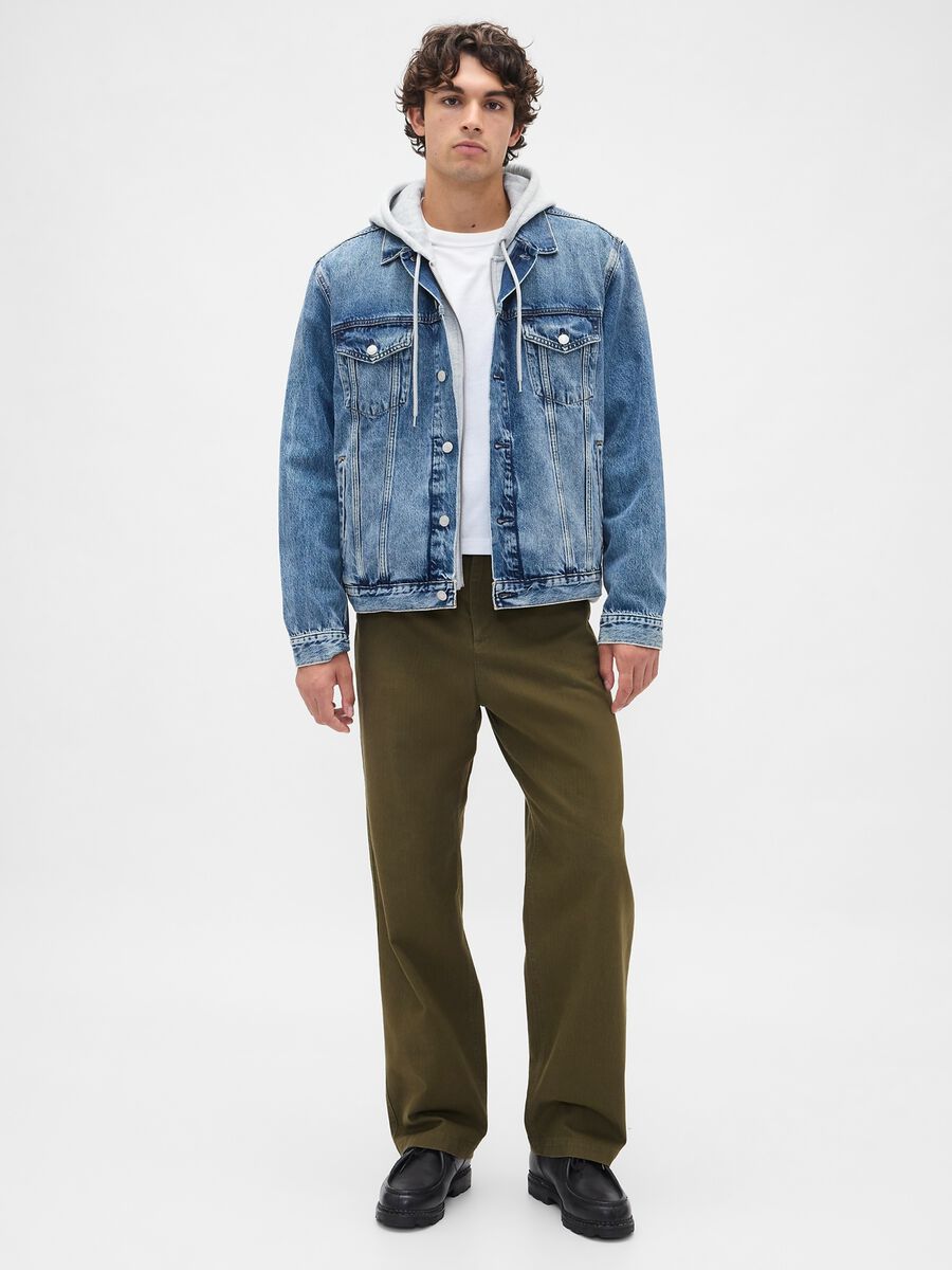 Green regular cotton trousers Man_0