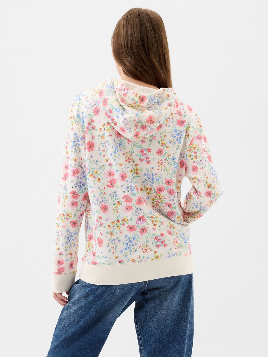Felpa floreale con cappuccio e ricamo logo Donna_2