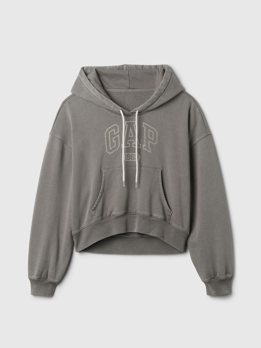 Felpa over cropped con stampa logo Donna_3