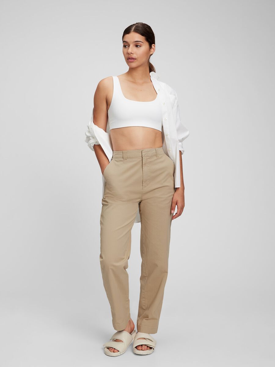 Solid colour straight-fit trousers Woman_0