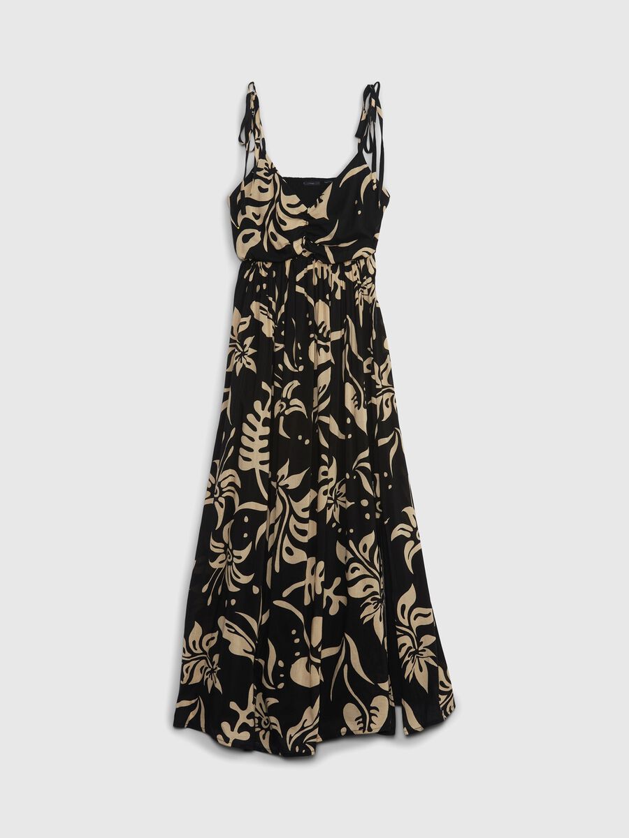 Empire-style midi dress with floral print Woman_5