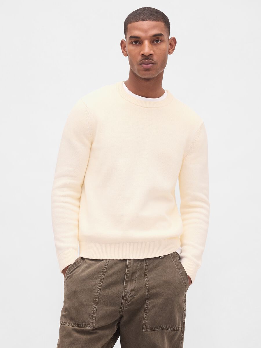 Pullover bianco in cotone Uomo_0
