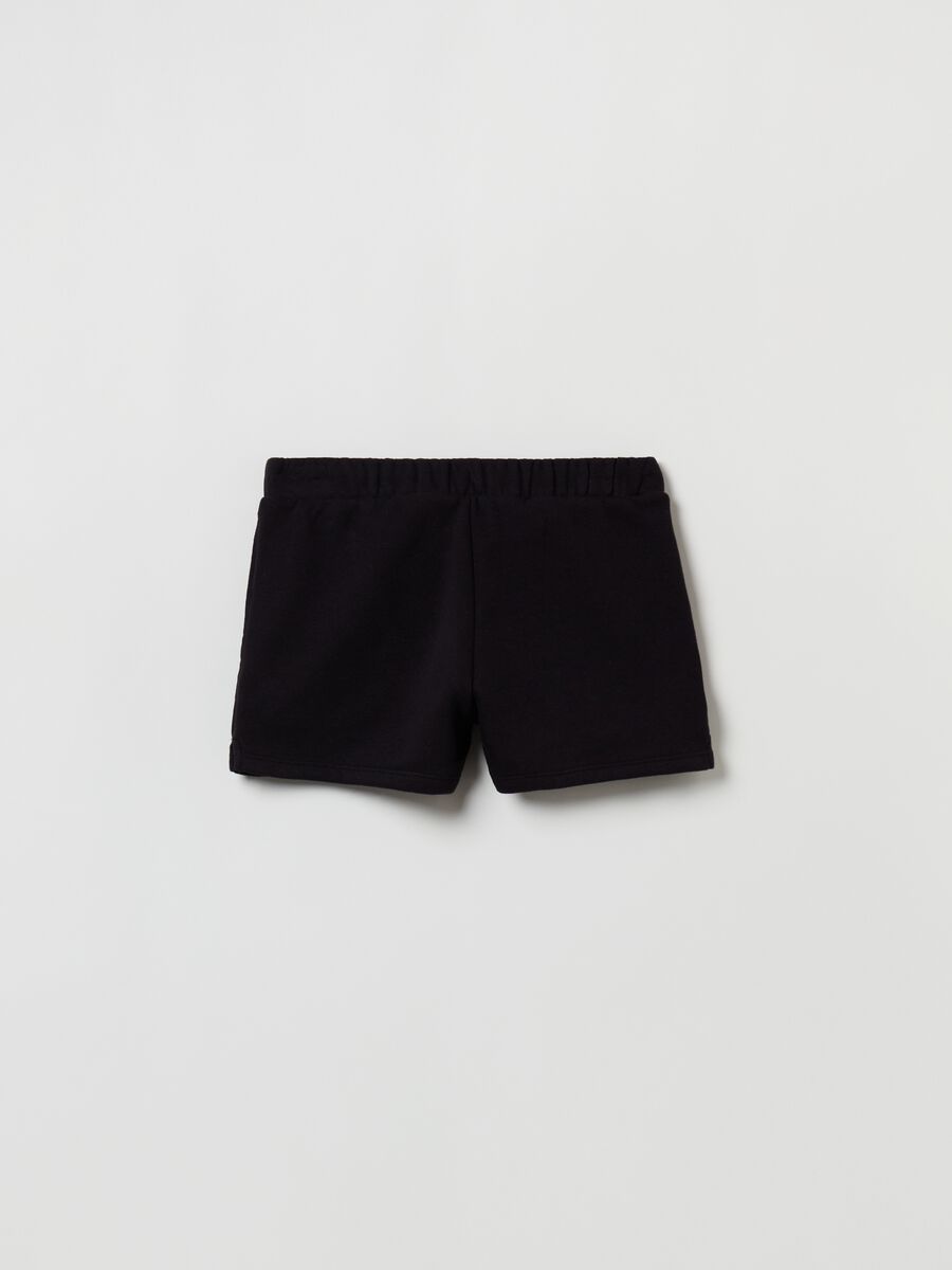 Cotton shorts with glitter logo print Girl_1