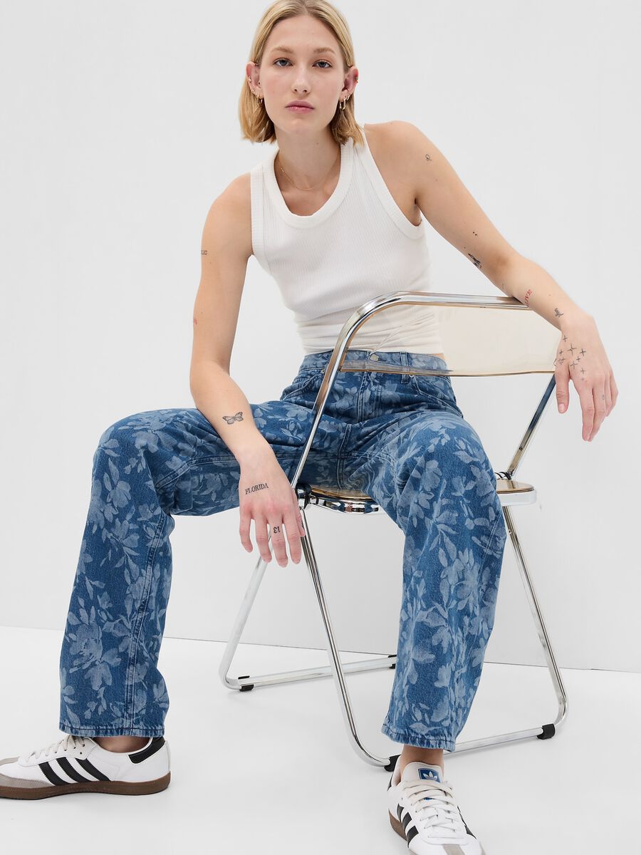 Loose-fit jeans with all-over laser print_0