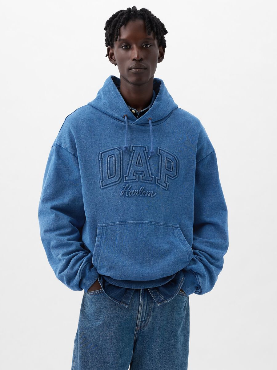 DAP x GAP Felpa in denim con cappuccio e logo Unisex_1