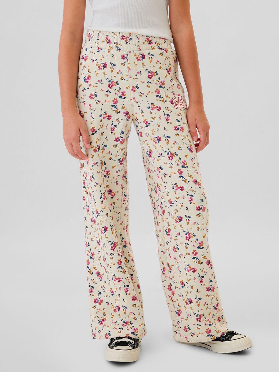 Joggers a gamba larga con ricamo logo Bambina_1
