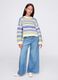 Green and light blue pullover in striped cotton_1