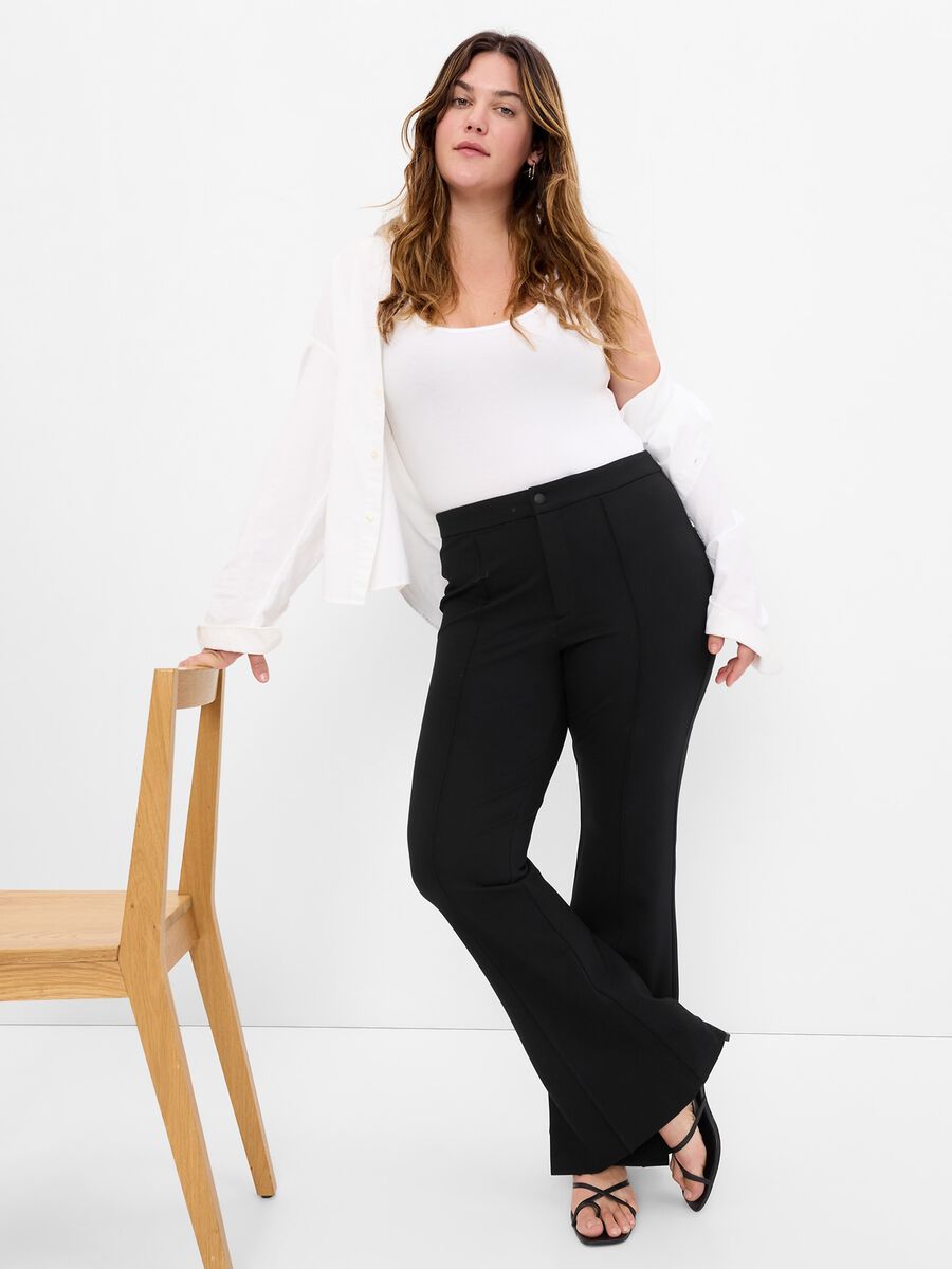 Pantaloni flare fit con spacchi Donna_2