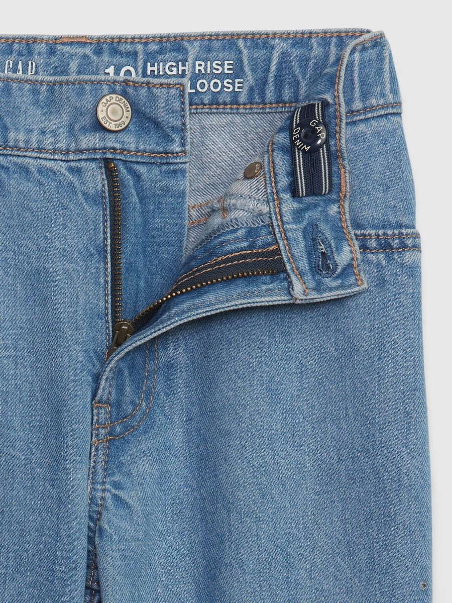 Jeans loose fit a vita alta con strass Bambina_2