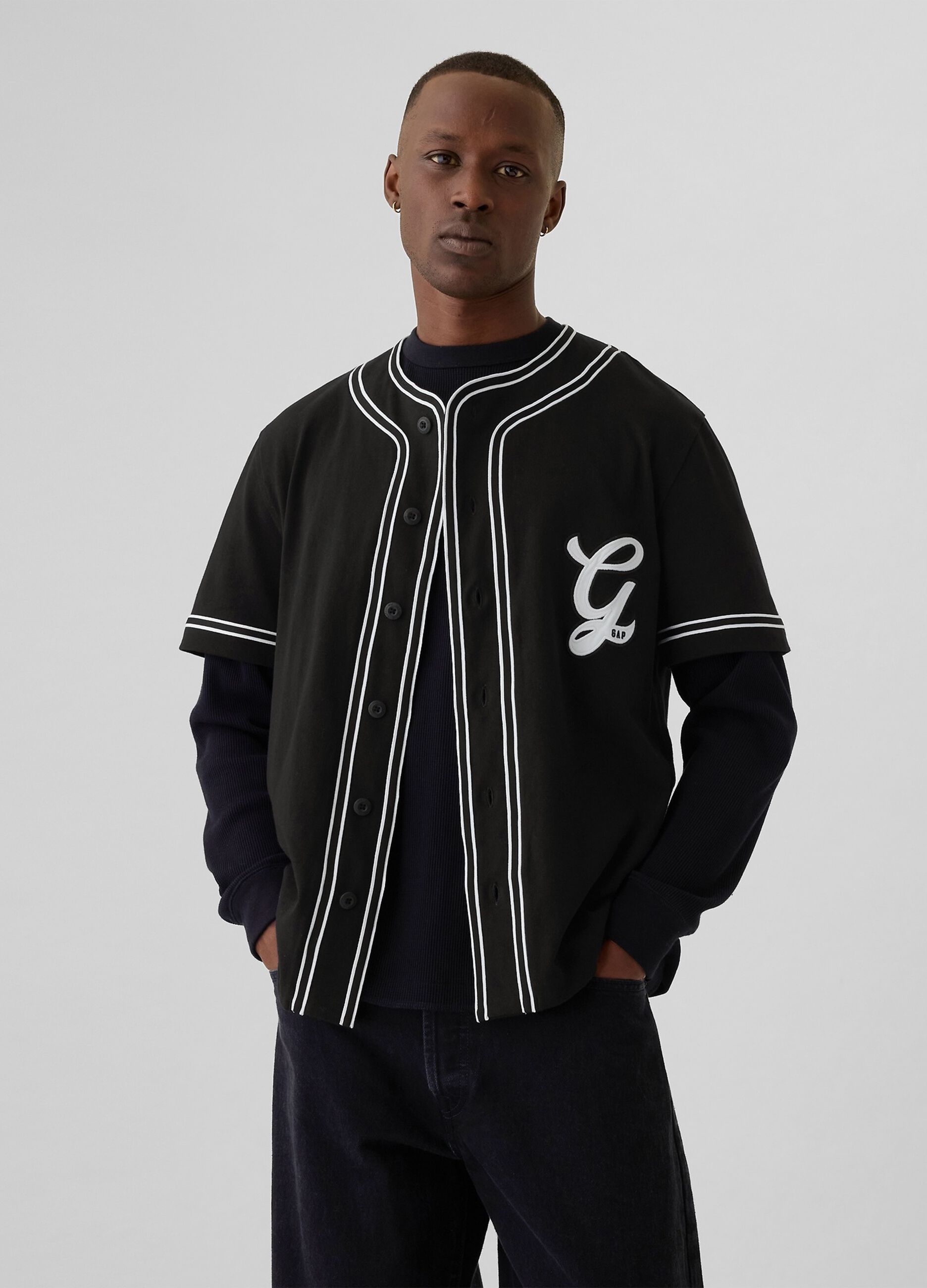 Camicia baseball con profili rigati