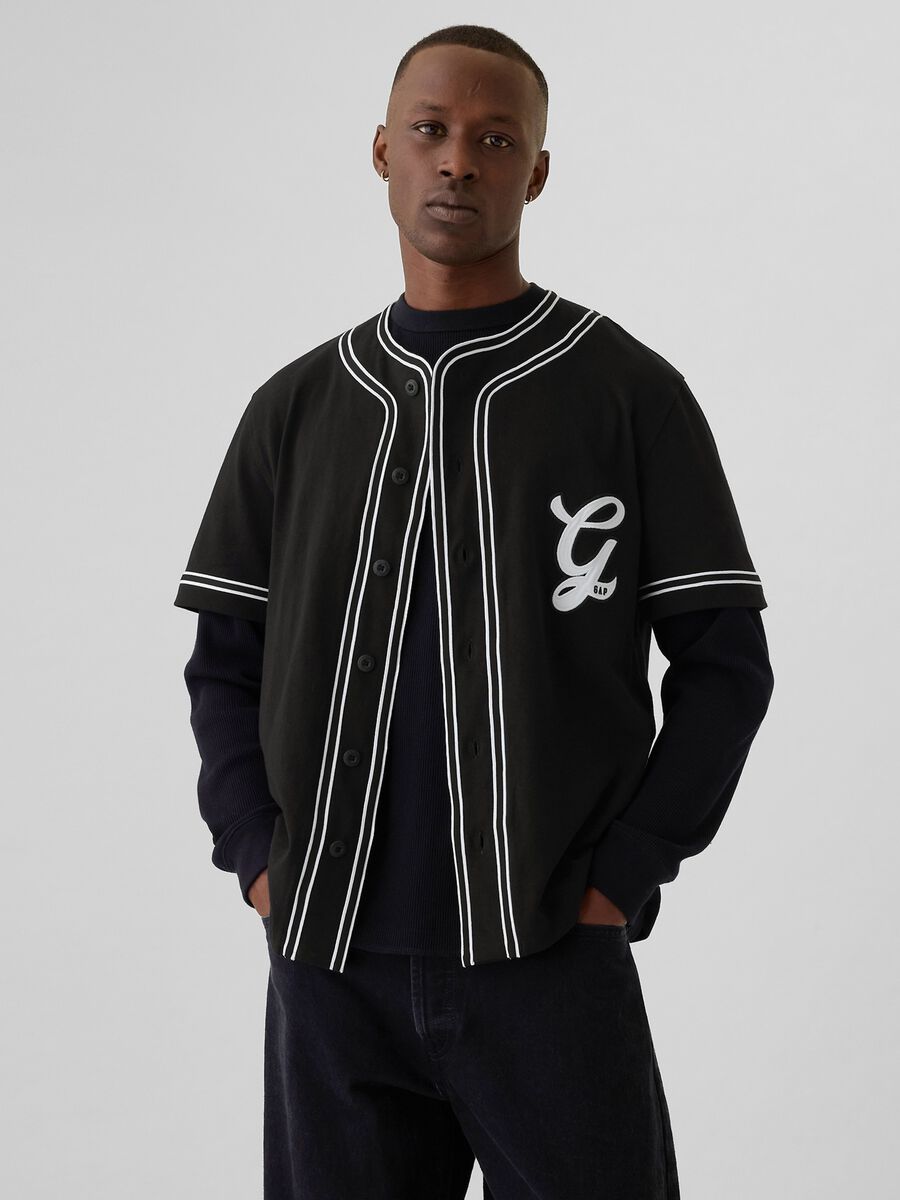 Camicia baseball con profili rigati Uomo_0