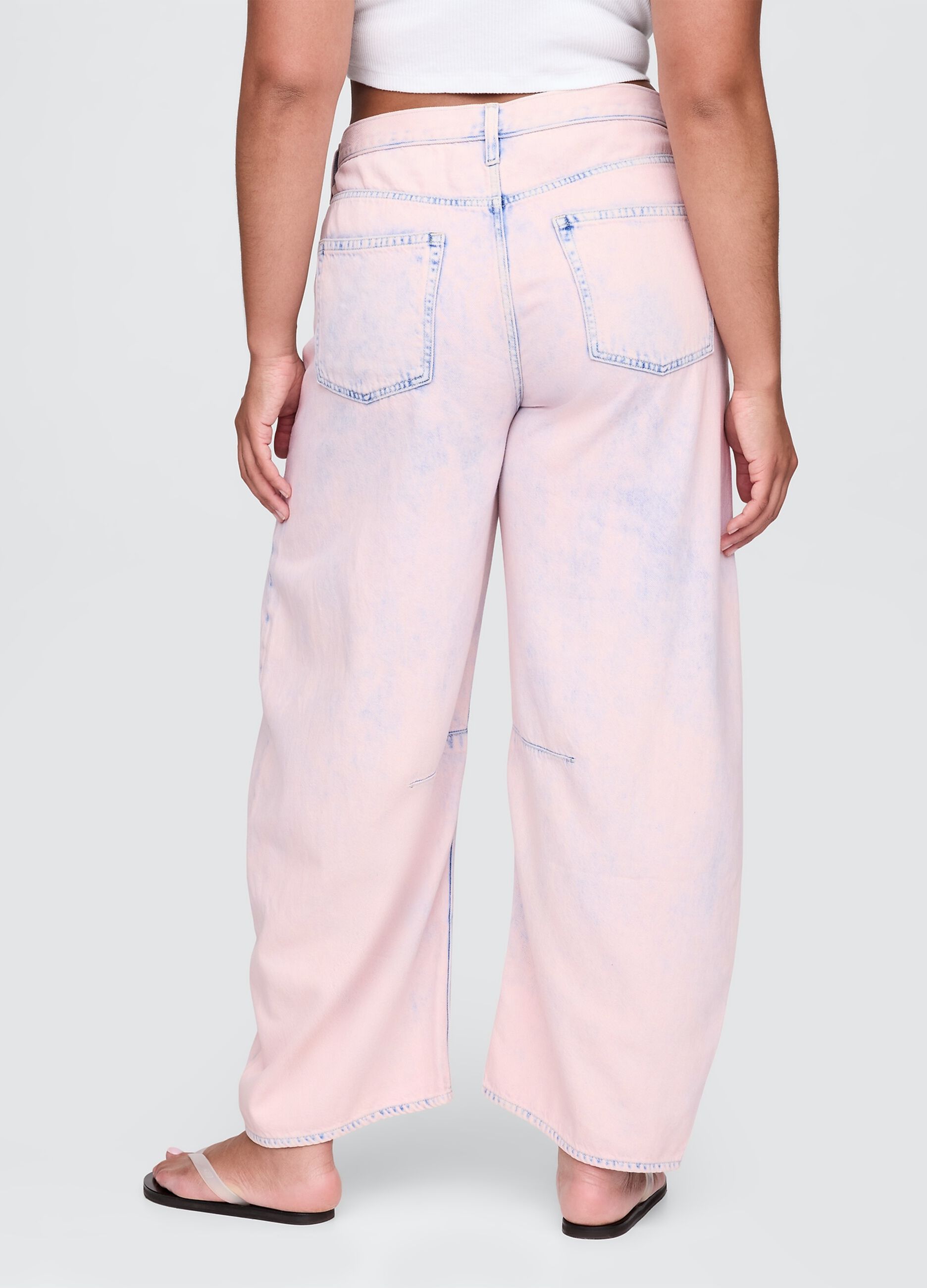 Pantaloni larghi rosa sfumato effetto denim_5