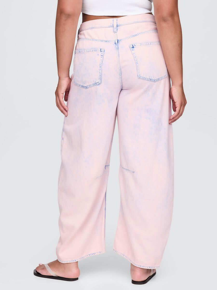 Pantaloni larghi rosa sfumato effetto denim Donna_5