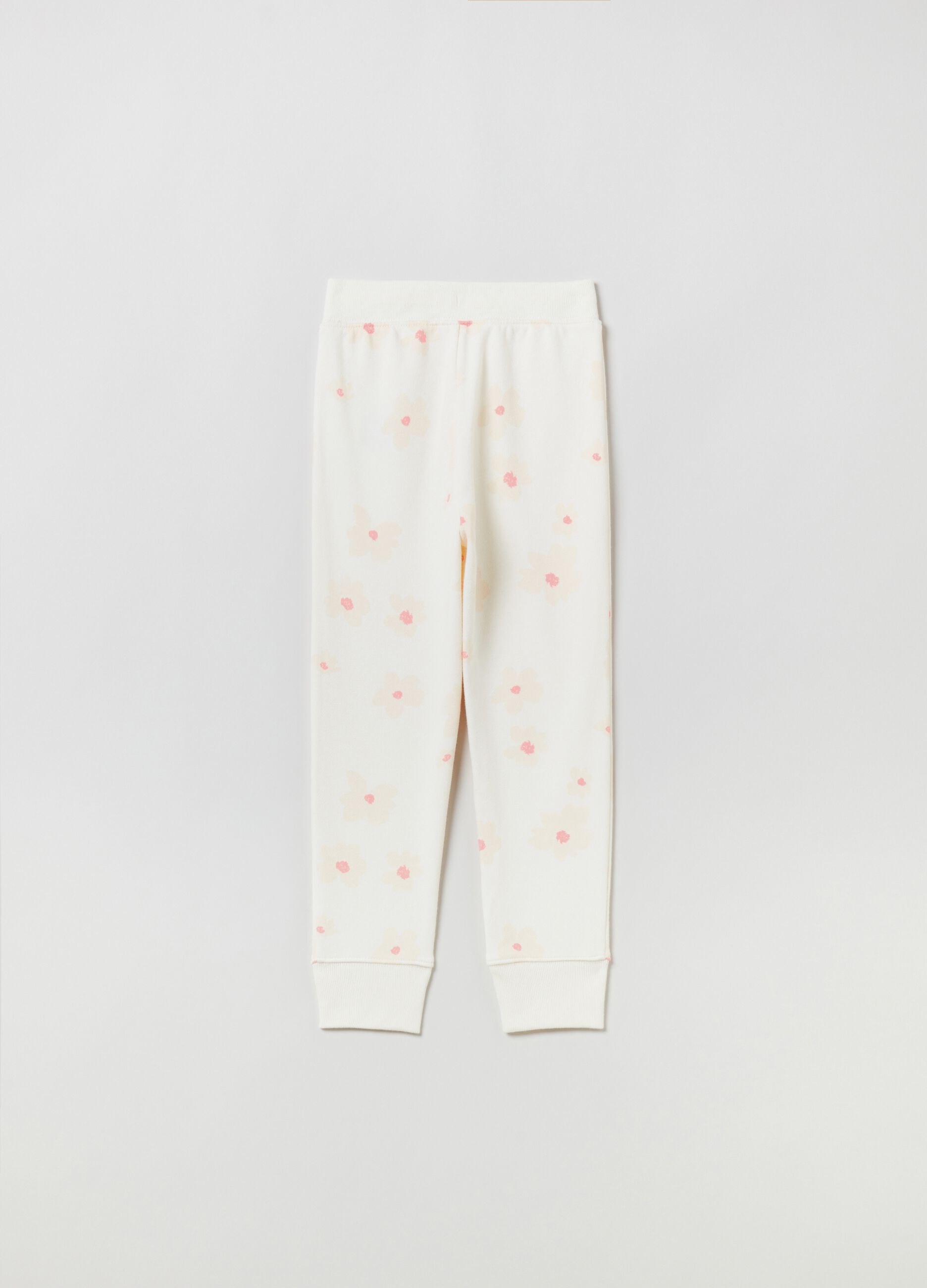 Joggers con coulisse stampa fiori e logo _1