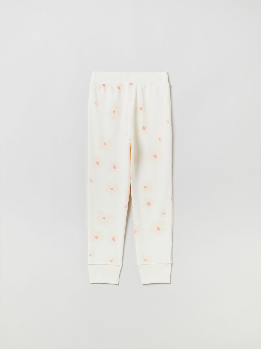 Joggers con coulisse stampa fiori e logo  Bimba_1