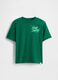 T-shirt verde in cotone con stampa_0
