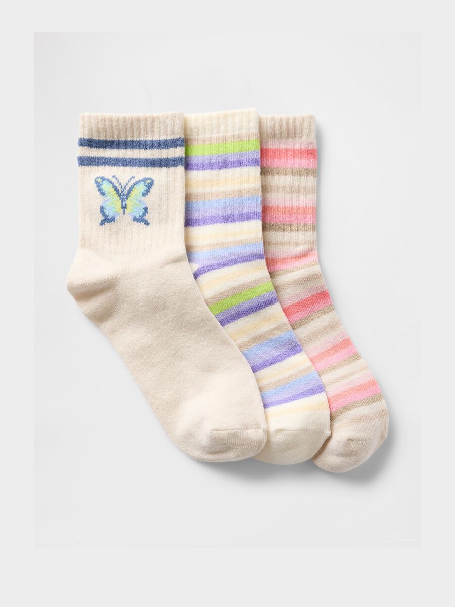 Tripack calze da tennis righe e farfalla  Bambina_0