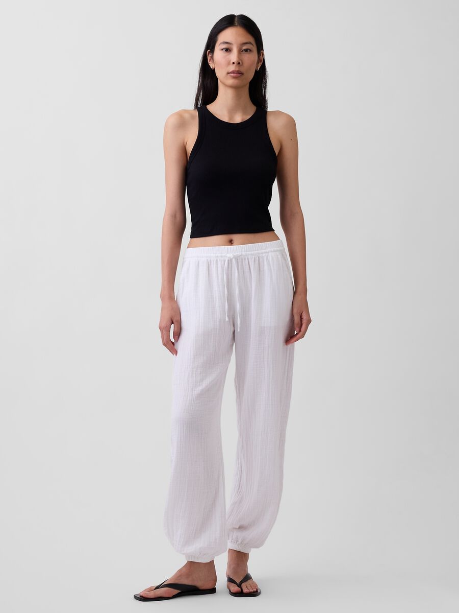 Pantaloni jogger in puro cotone Donna_5