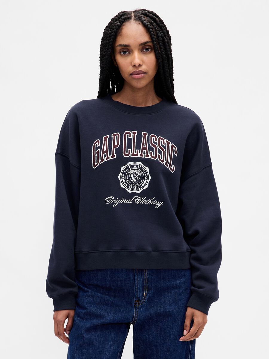 Blue Sweatshirt with Text in Cotton Blend Woman_0