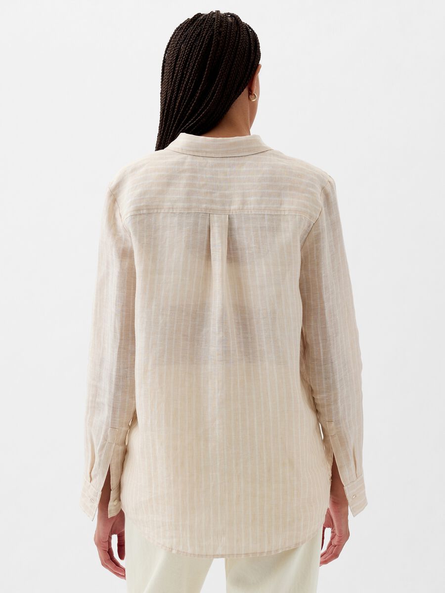 Camicia boyfriend fit in lino con tasca Donna_2
