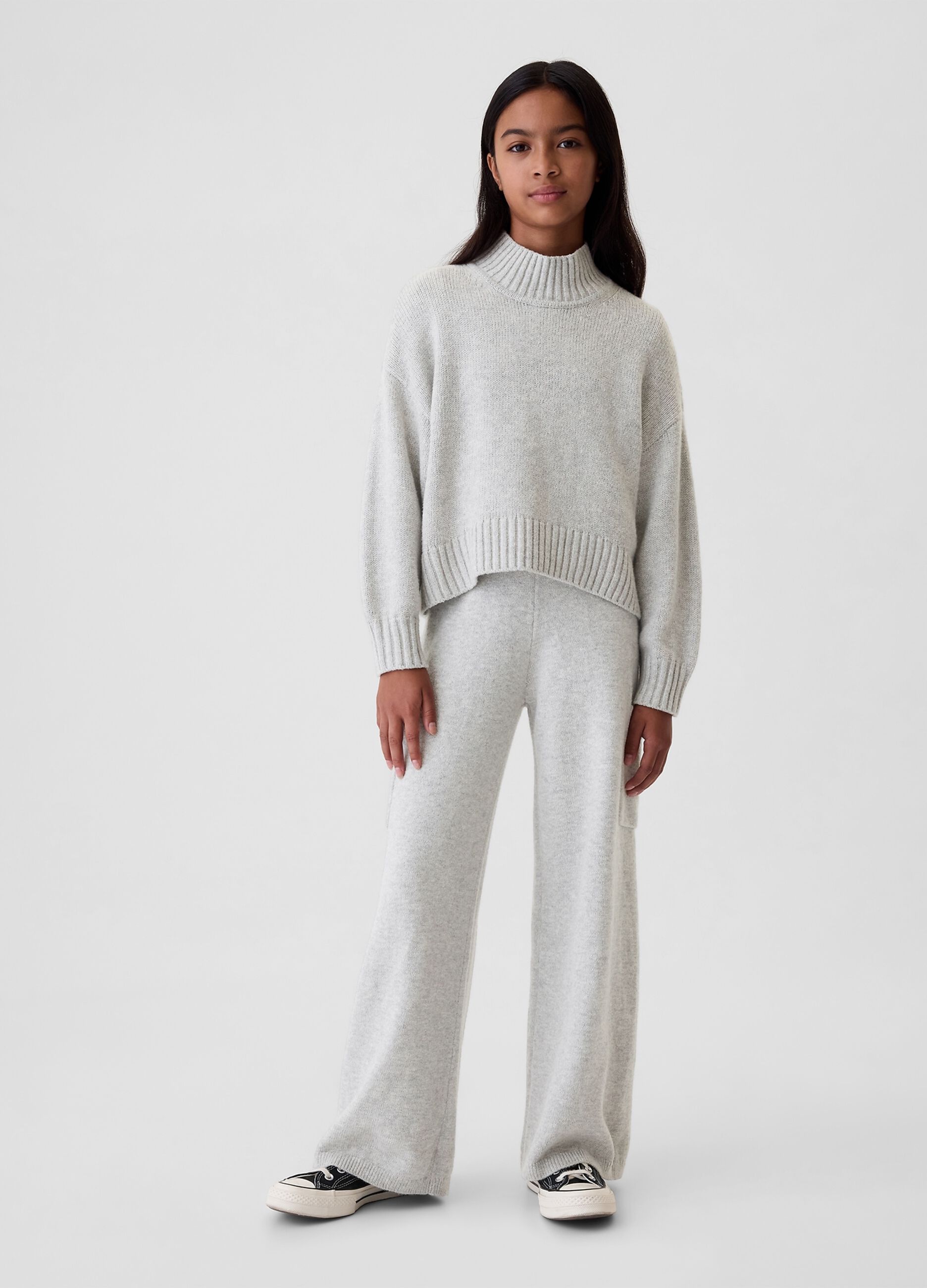 Wide-leg knit trousers