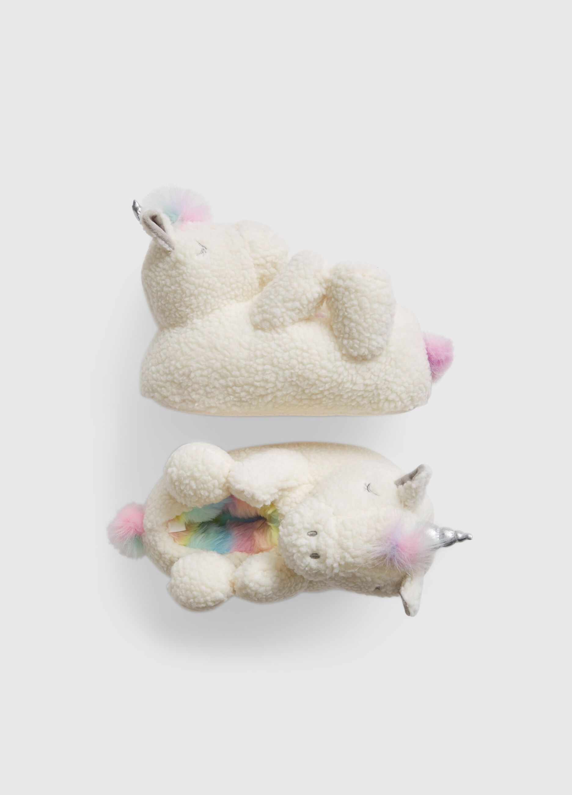 Slippers with plush unicorn