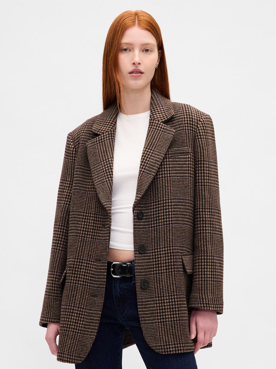 Brown Jacket with Checked Pattern Woman_0