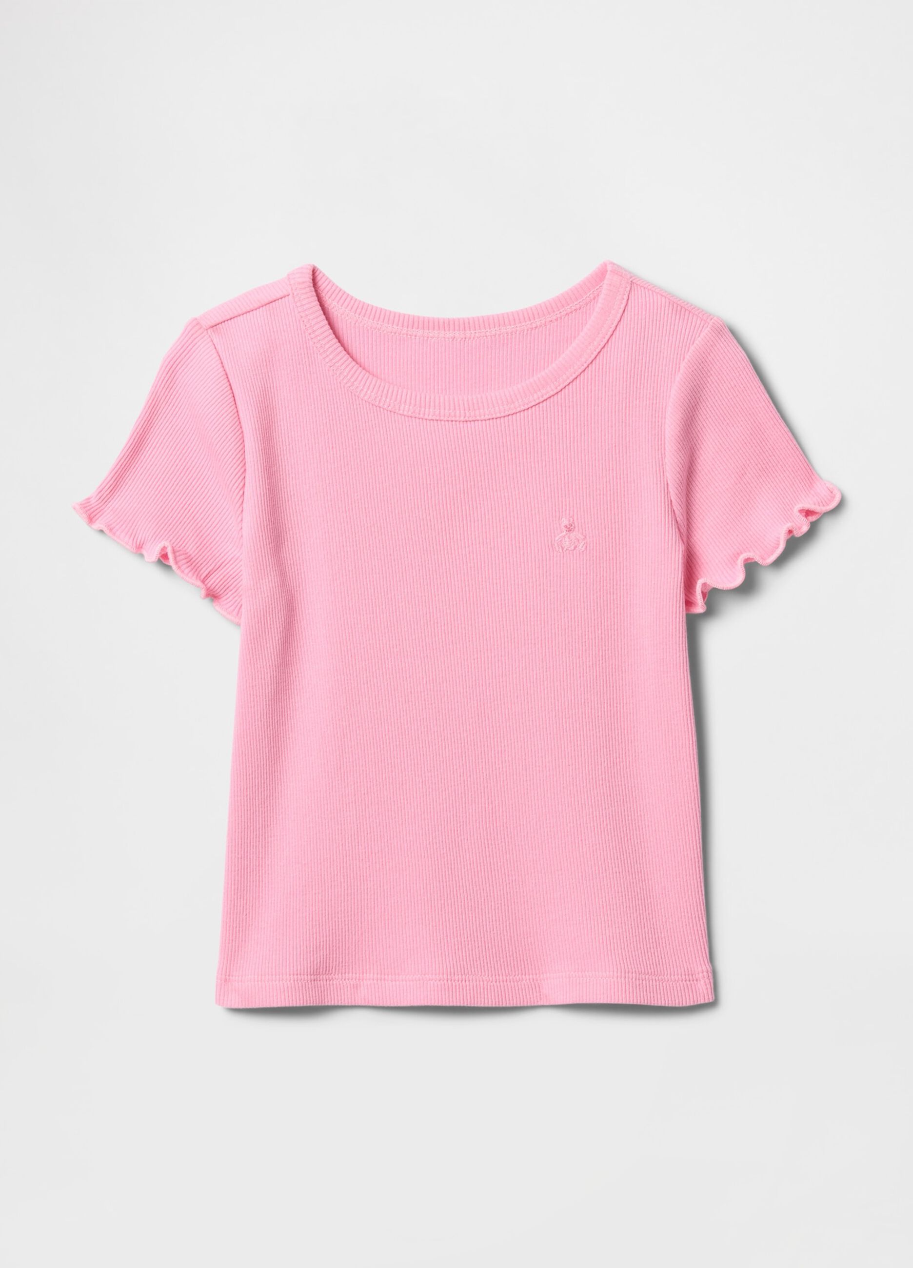 T-shirt rosa a balze maniche corte