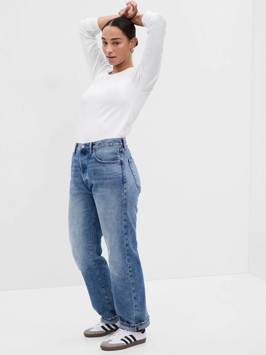 T-shirt a maniche lunghe in cotone e modal Donna_3