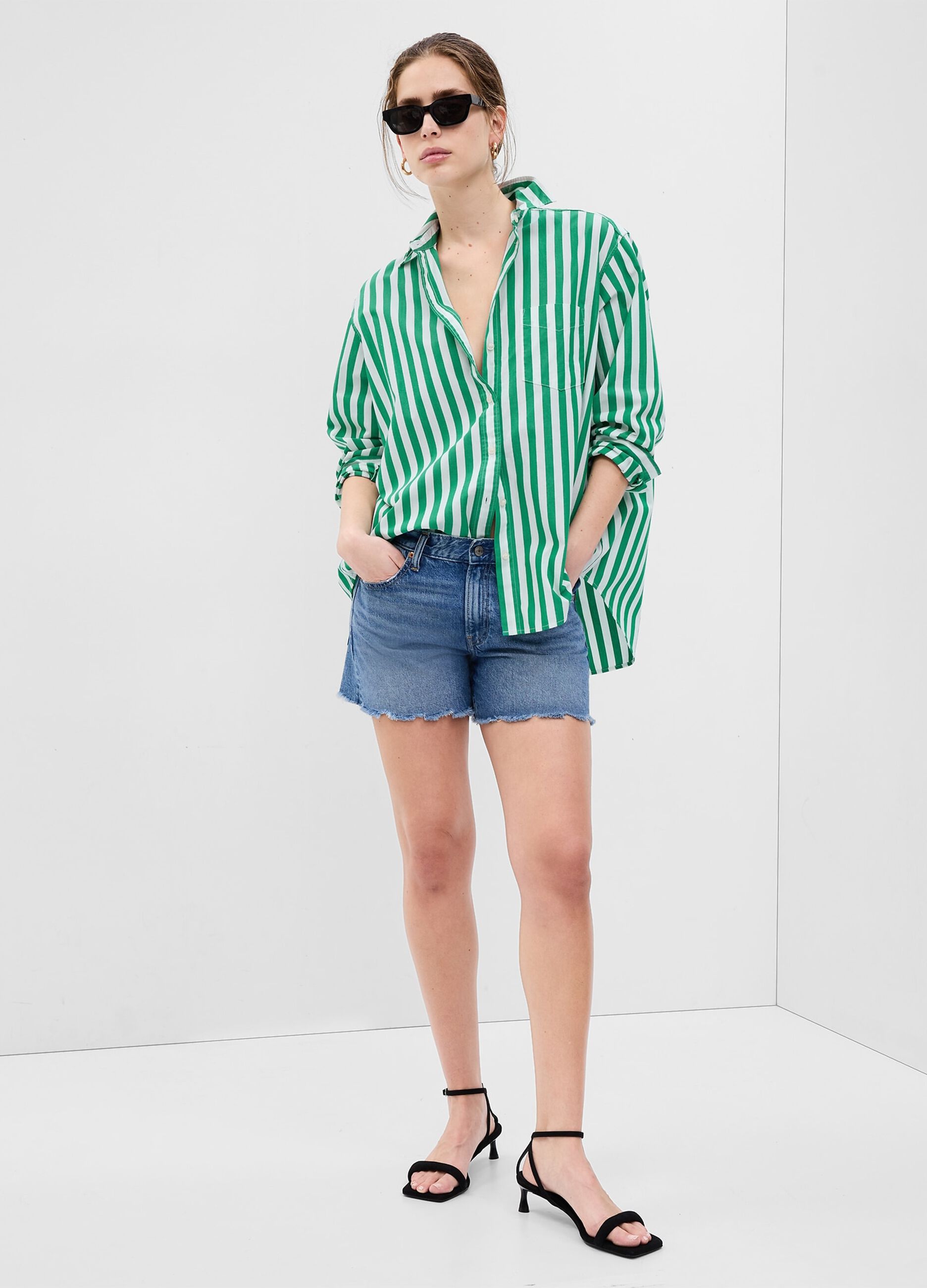 Camicia oversize in cotone a righe