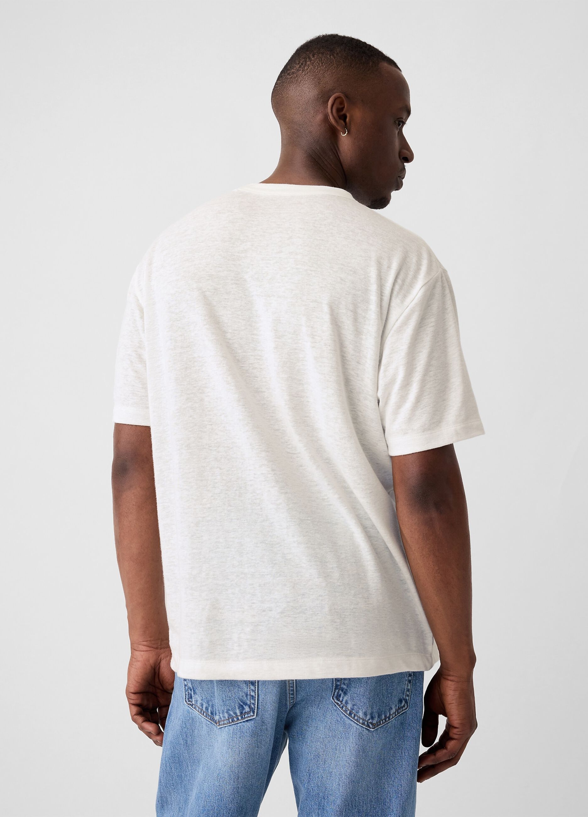 T-shirt girocollo in misto lino_2