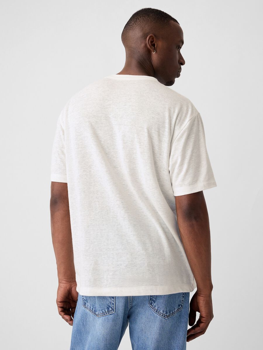 T-shirt girocollo in misto lino Uomo_2