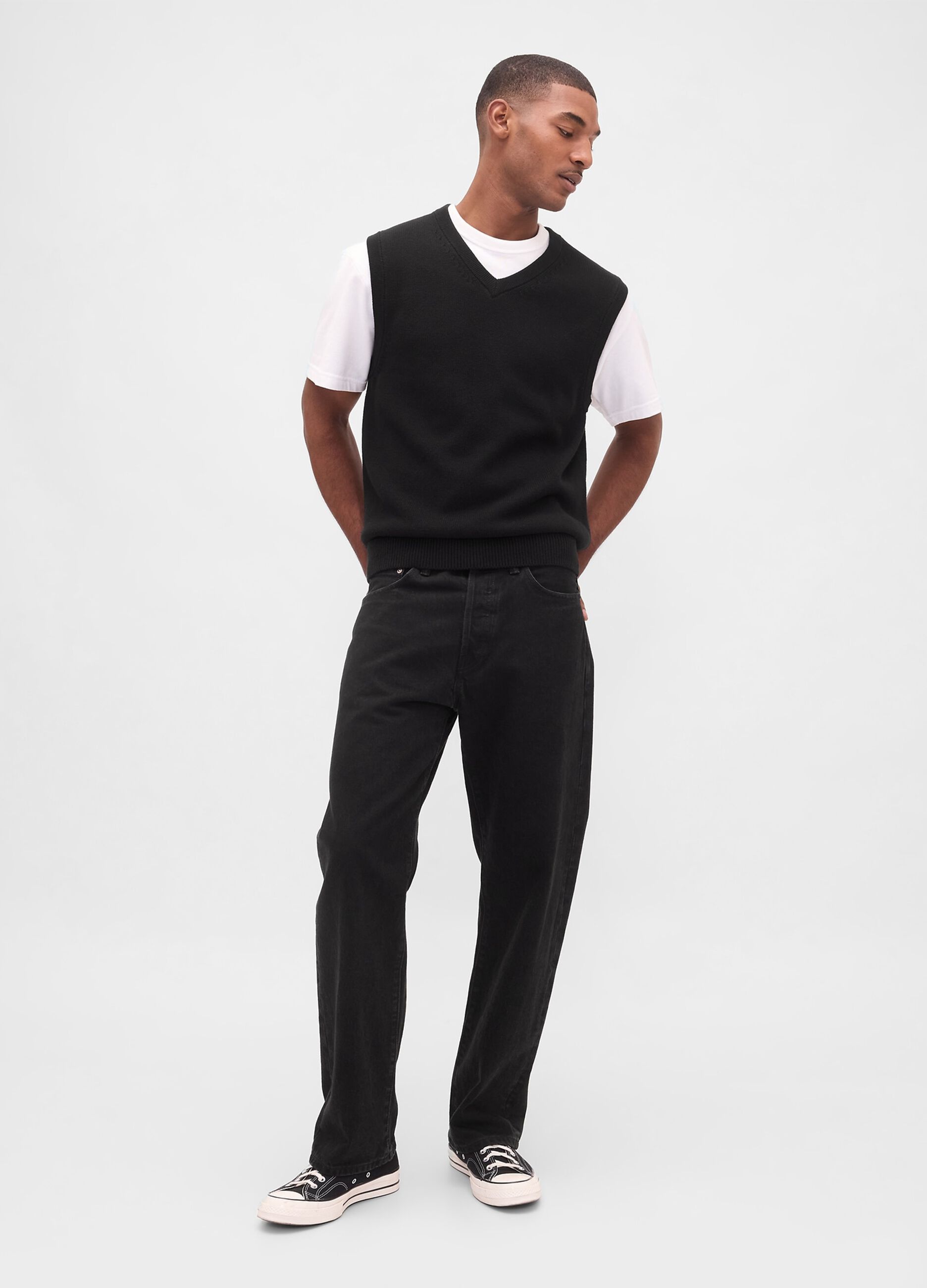 Gilet nero in puro cotone_2