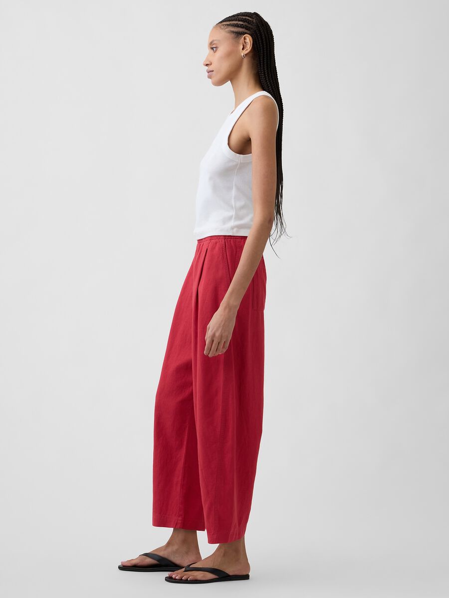 Pantaloni palazzo in misto lino Donna_2