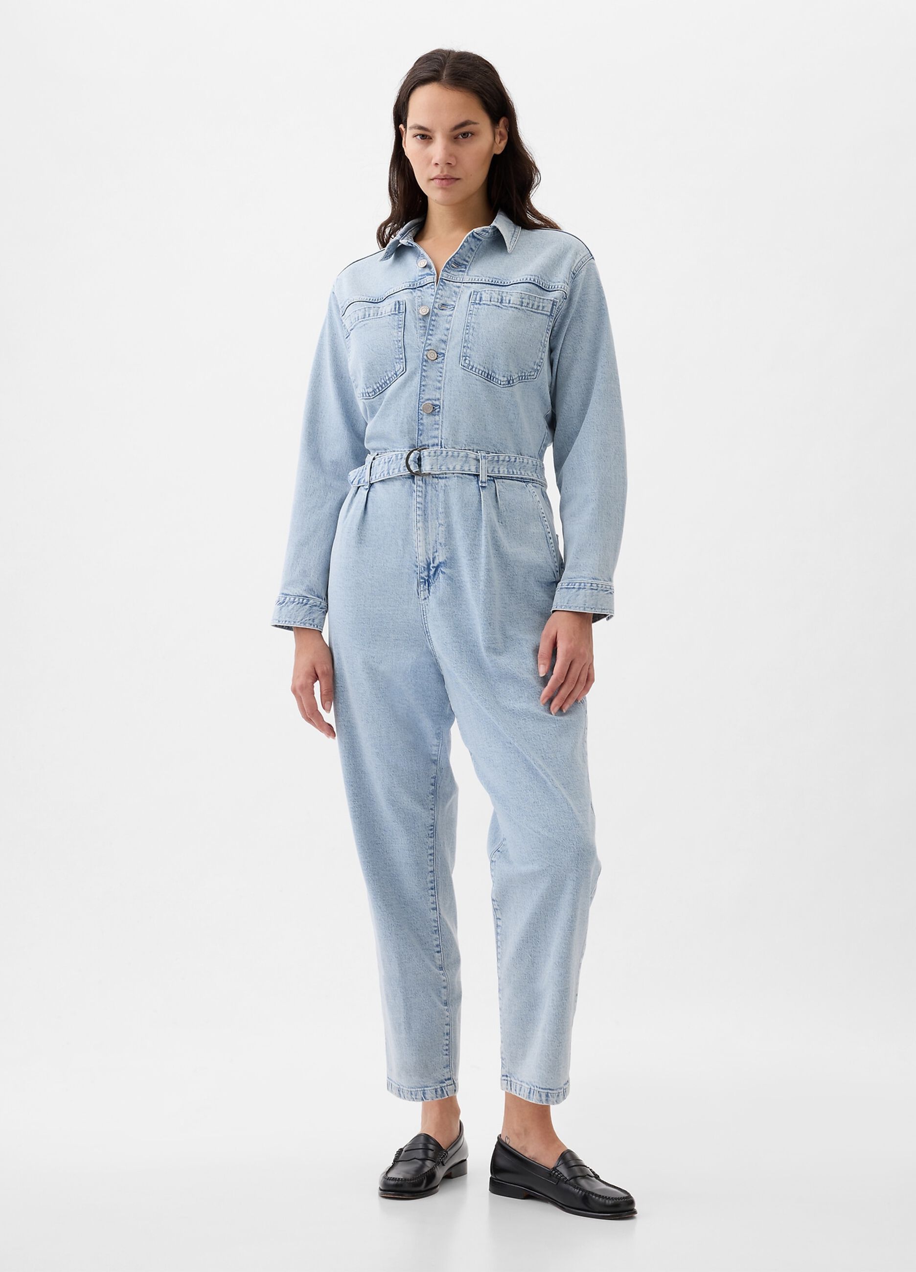 Tuta intera in denim con cintura_3
