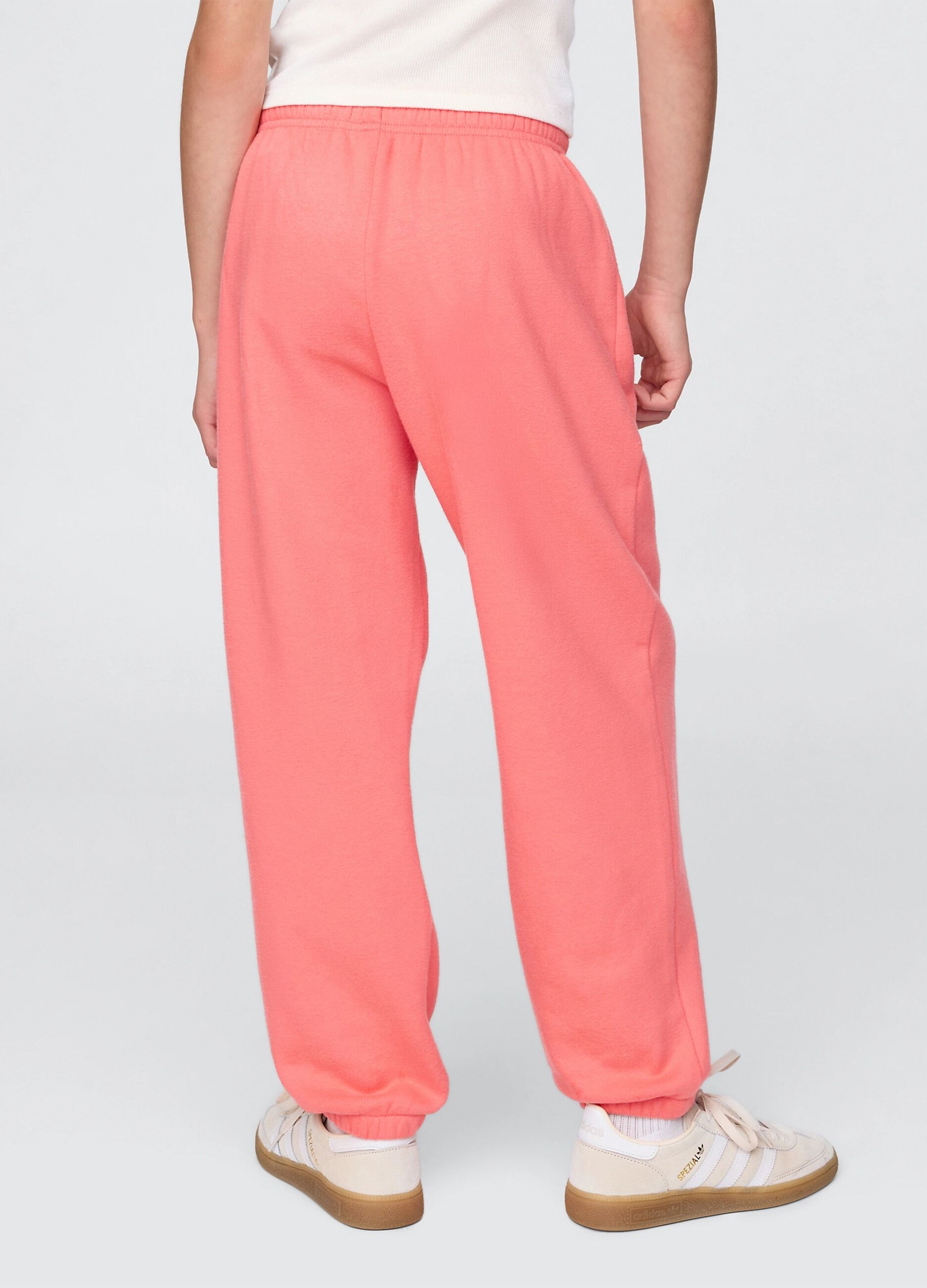 Joggers rosa con profili elasticati e ricamo logo_2