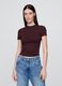 T-shirt viola elasticizzata a maniche corte_0