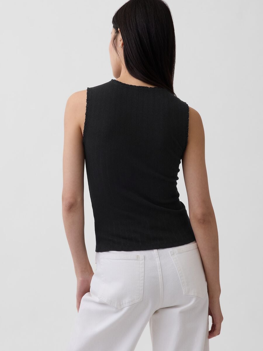 Tank top in misto cotone a costine Donna_1