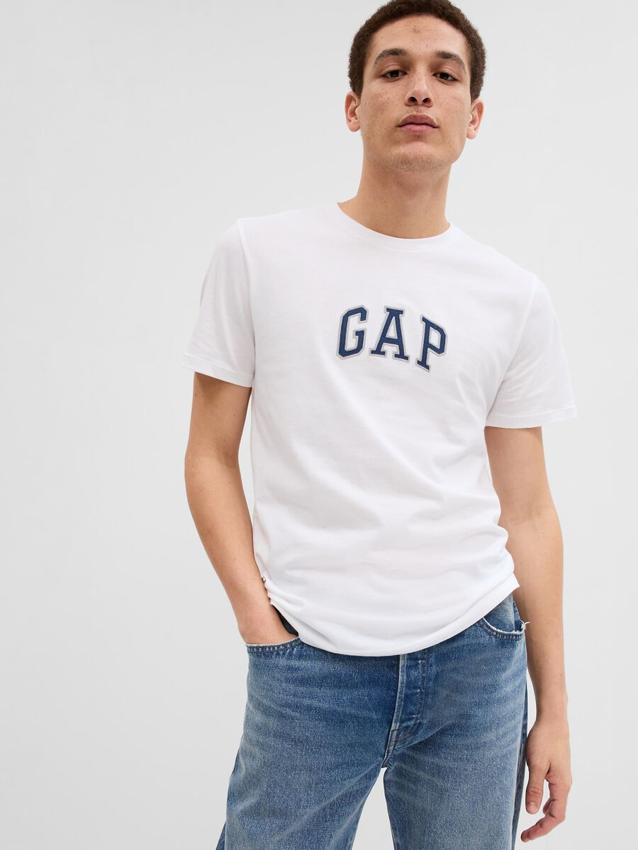 T-shirt in cotone con ricamo logo Uomo_0