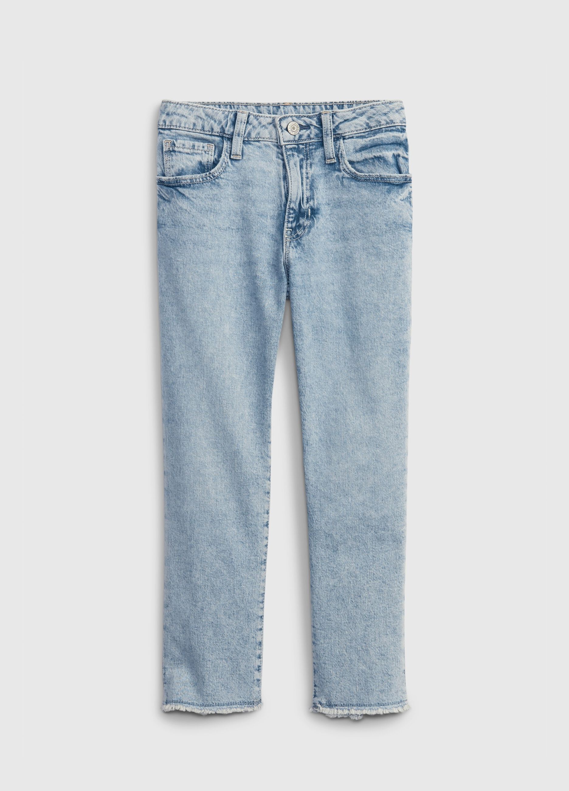 Girlfriend jeans with fringed hem