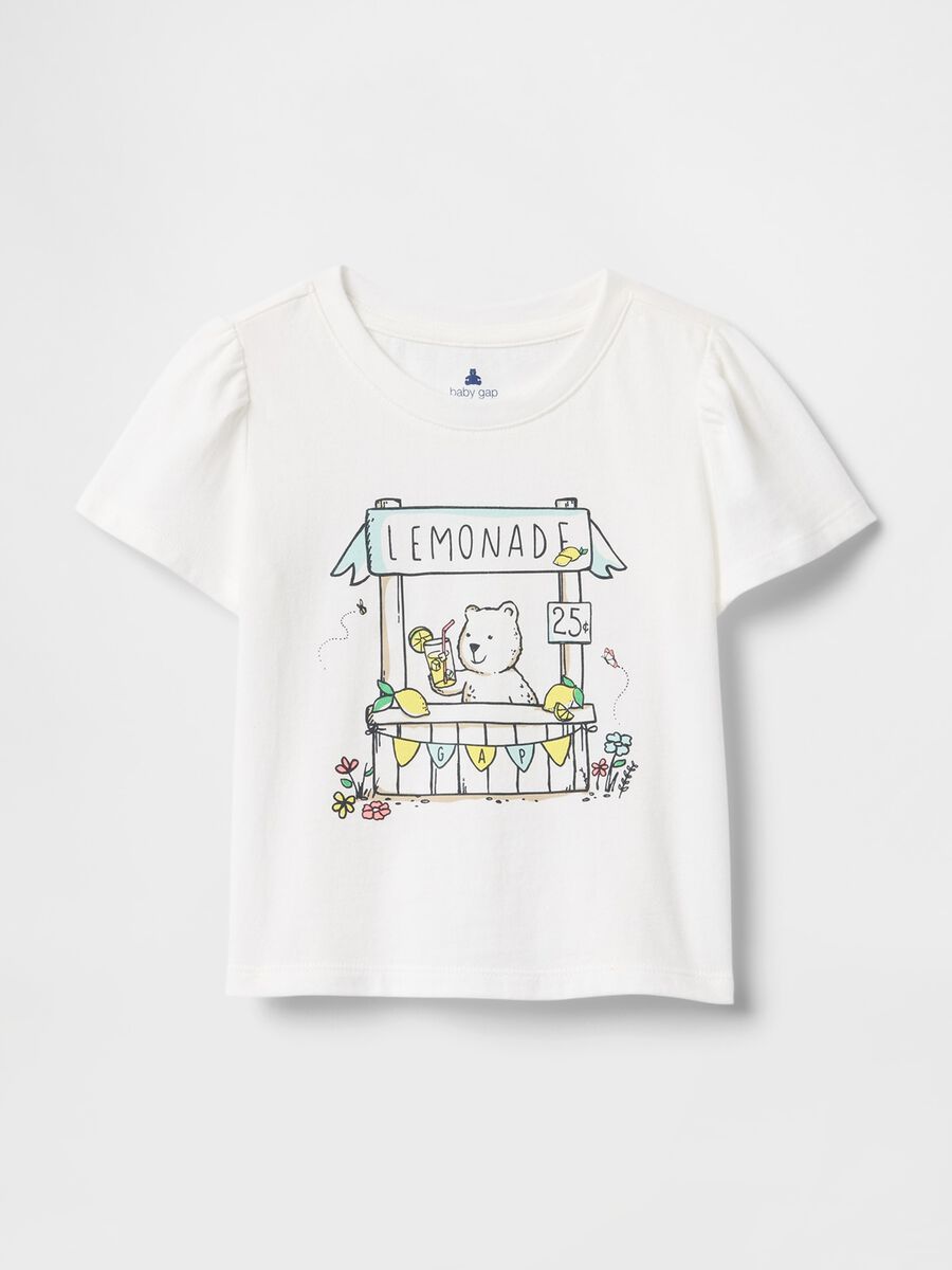T-shirt bianca con stampa limonata Bimba_0