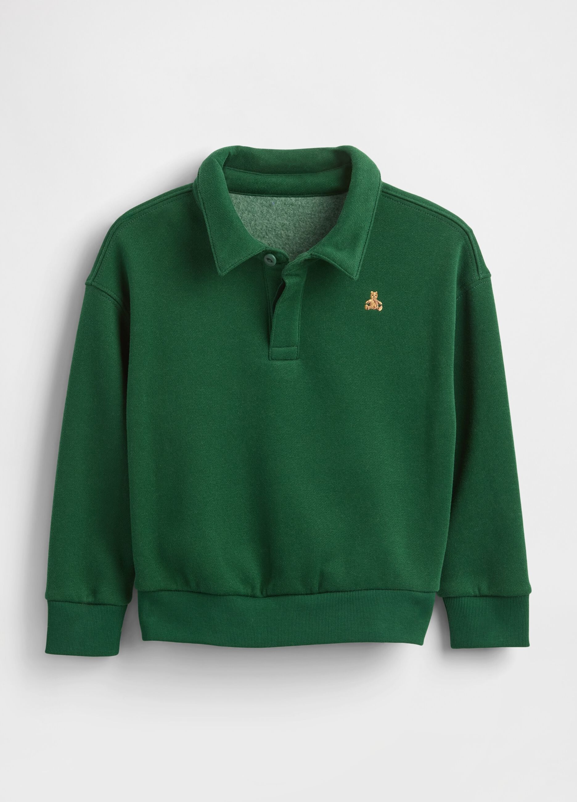 Felpa verde in cotone con colletto