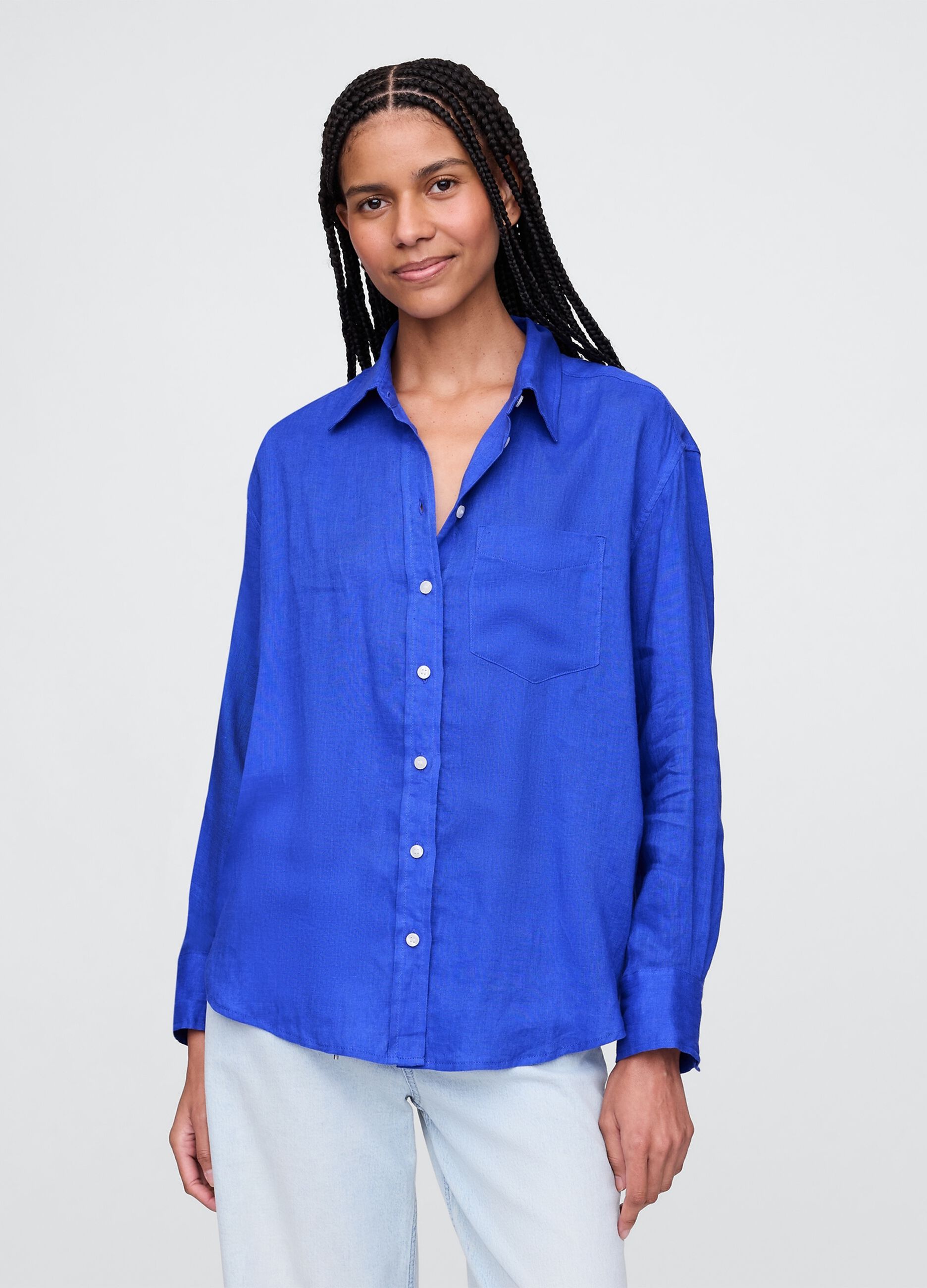 Camicia blu in puro lino Gap