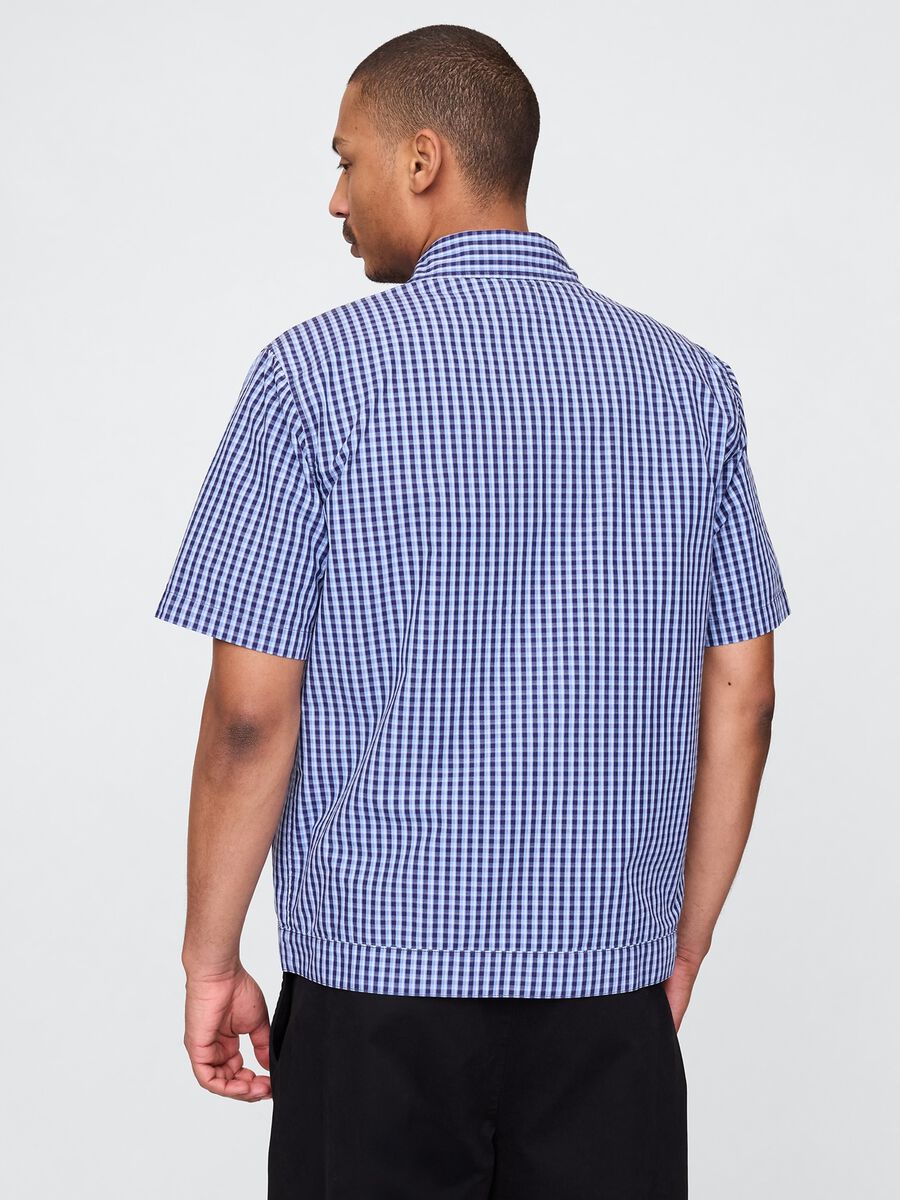 Camicia checked blu a mezze maniche Man_2